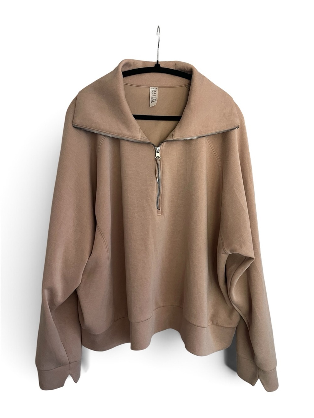 SPANX Airessentials 1/4 Zip Collared Pullover Sweatshirt Beige Women’s Plus 3XL